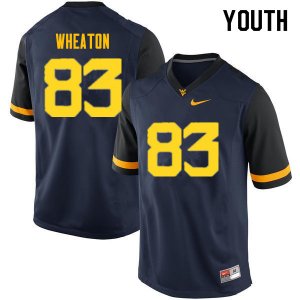 Youth West Virginia Mountaineers NCAA #83 Bryce Wheaton Navy Authentic Nike Stitched College Football Jersey GP15O71SN